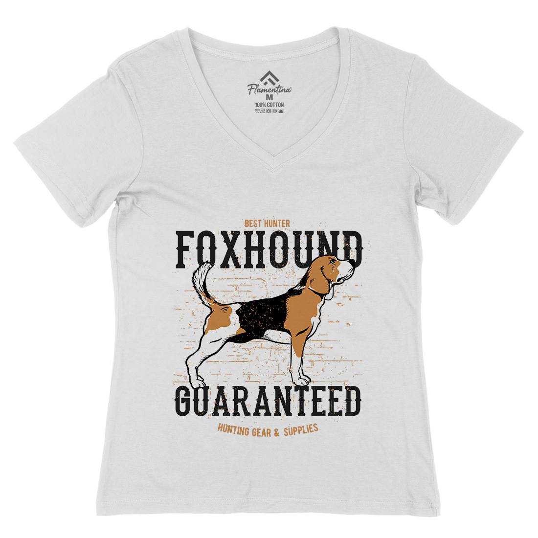 Dog Foxhound Womens Organic V-Neck T-Shirt Animals B712