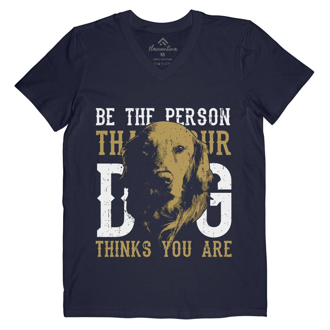 Dog Think Mens Organic V-Neck T-Shirt Animals B714