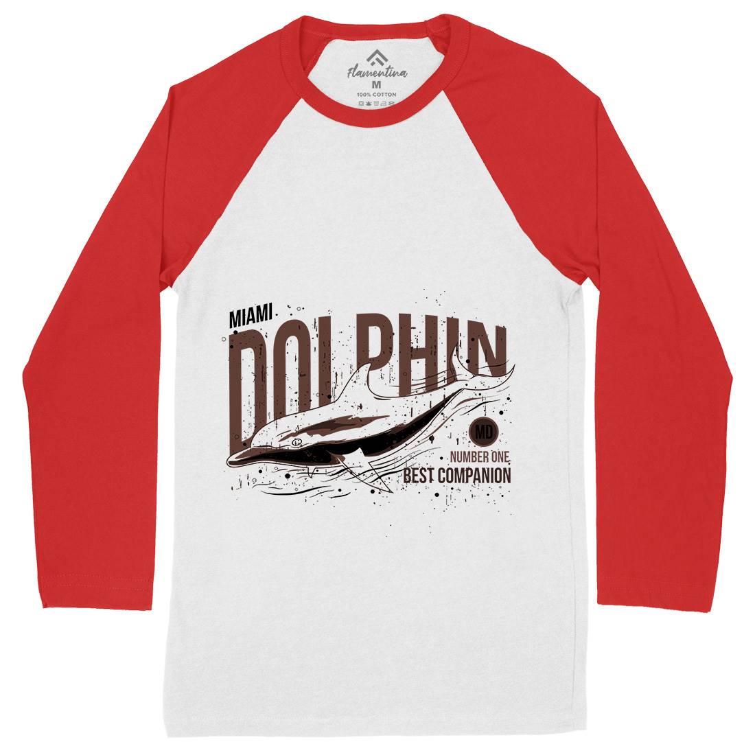Dolphin Miami Mens Long Sleeve Baseball T-Shirt Animals B715