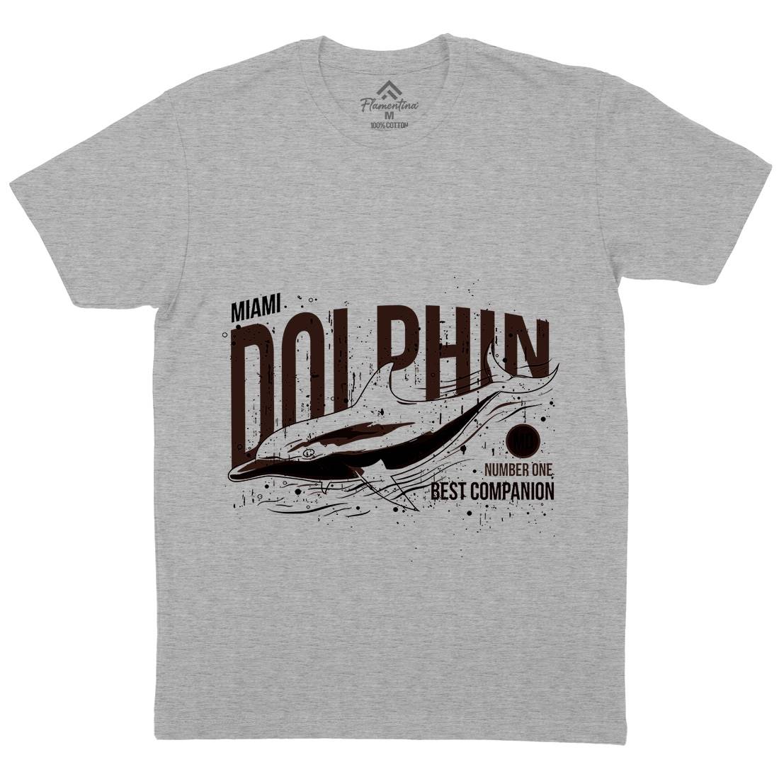 Dolphin Miami Mens Organic Crew Neck T-Shirt Animals B715