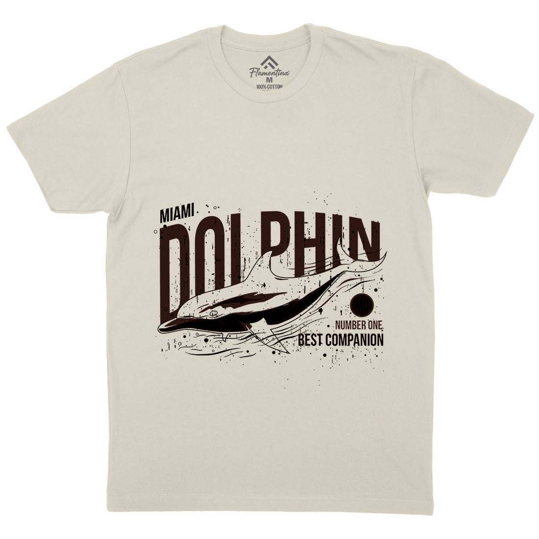 Dolphin Miami Mens Organic Crew Neck T-Shirt Animals B715