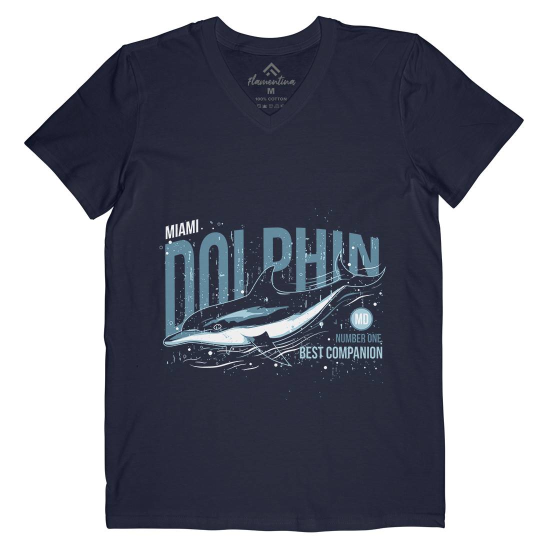Dolphin Miami Mens Organic V-Neck T-Shirt Animals B715