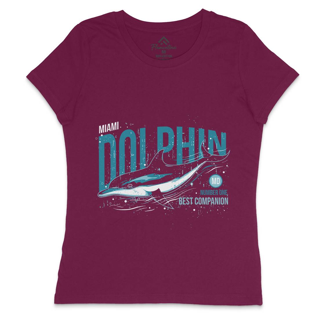 Dolphin Miami Womens Crew Neck T-Shirt Animals B715