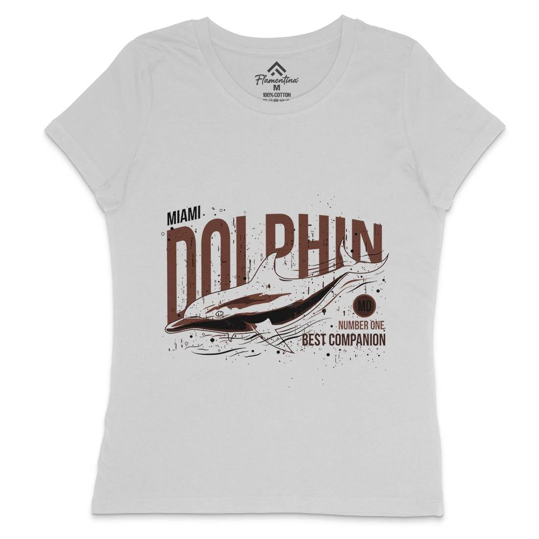 Dolphin Miami Womens Crew Neck T-Shirt Animals B715