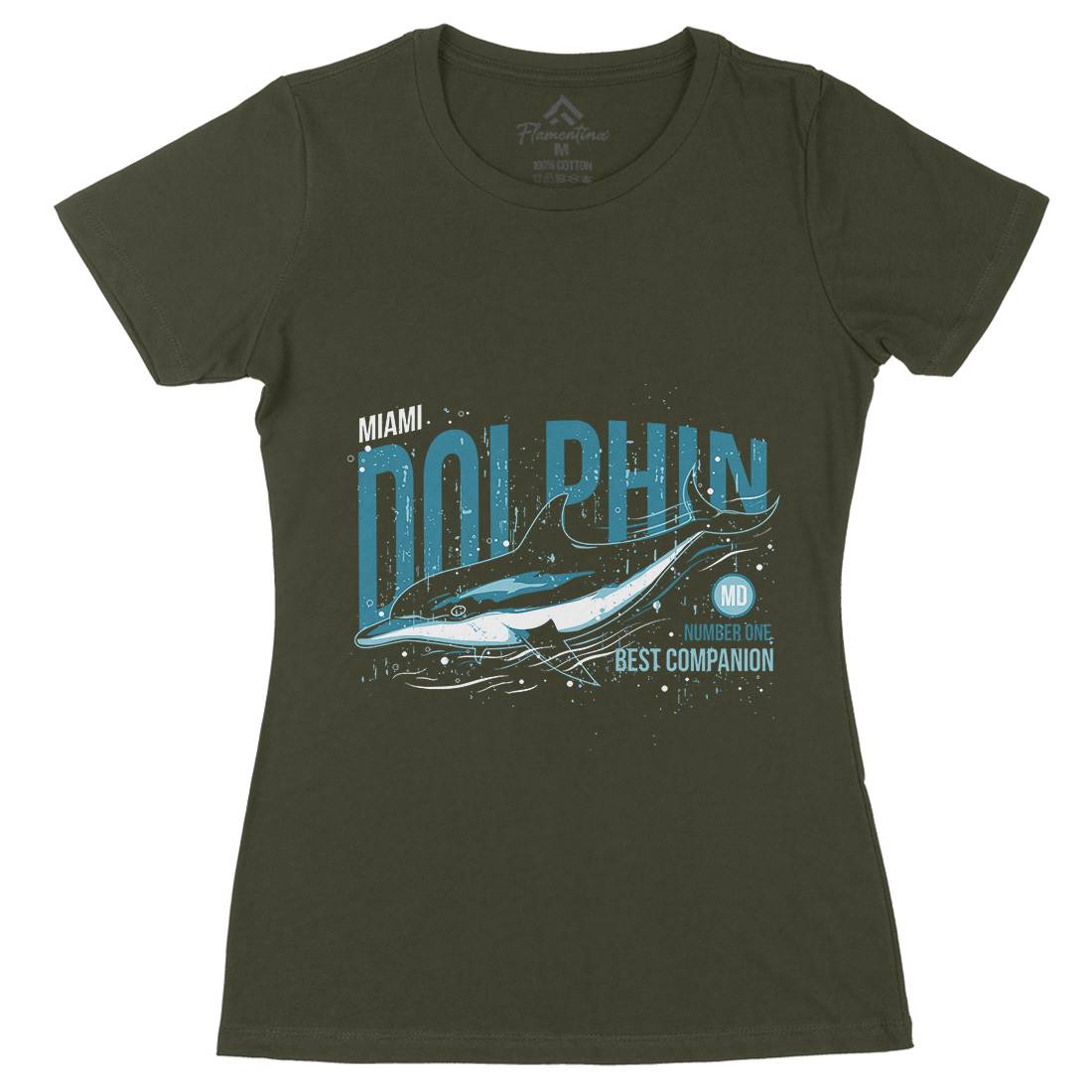 Dolphin Miami Womens Organic Crew Neck T-Shirt Animals B715