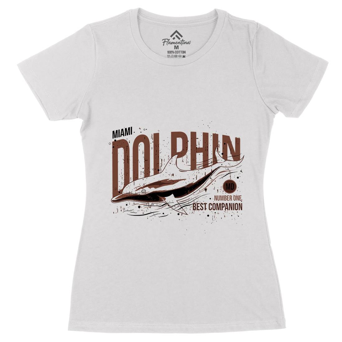 Dolphin Miami Womens Organic Crew Neck T-Shirt Animals B715
