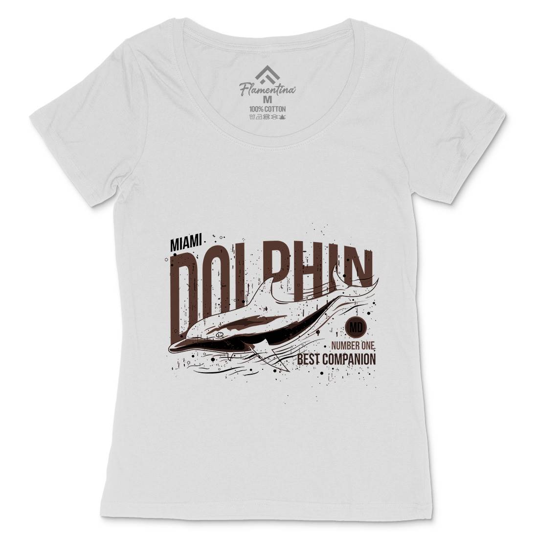 Dolphin Miami Womens Scoop Neck T-Shirt Animals B715