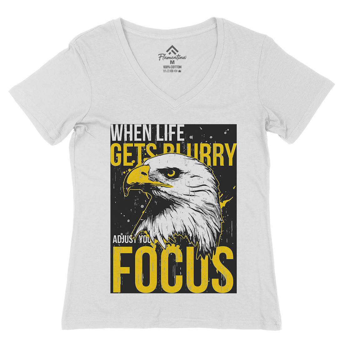 Eagle Focus Womens Organic V-Neck T-Shirt Animals B717