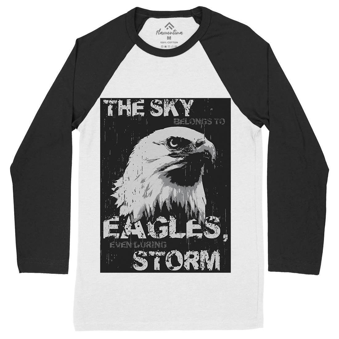 Eagle Sky Storm Mens Long Sleeve Baseball T-Shirt Animals B719