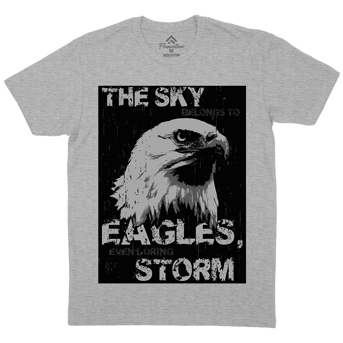 Eagle Sky Storm Mens Organic Crew Neck T-Shirt Animals B719