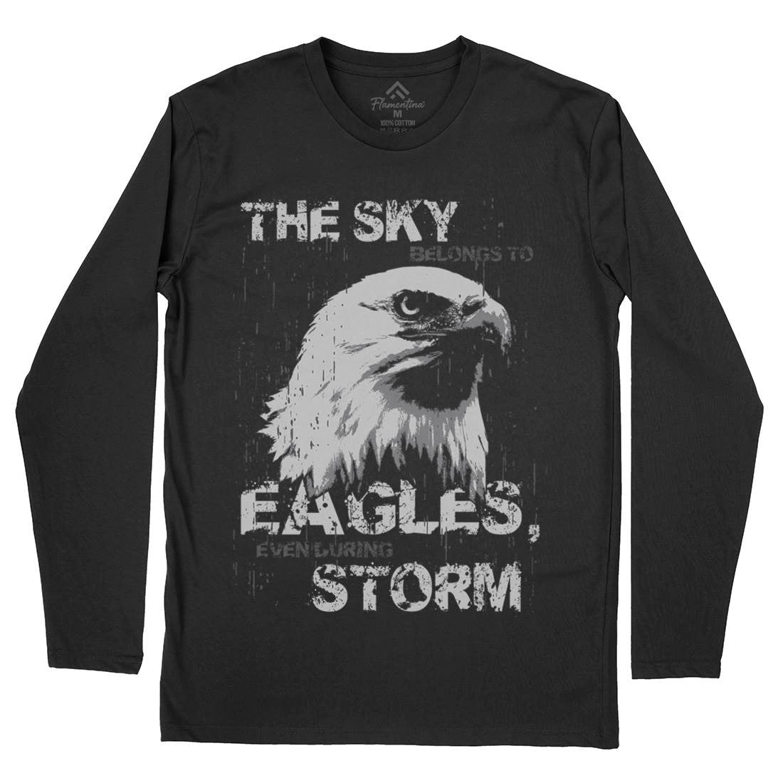 Eagle Sky Storm Mens Long Sleeve T-Shirt Animals B719