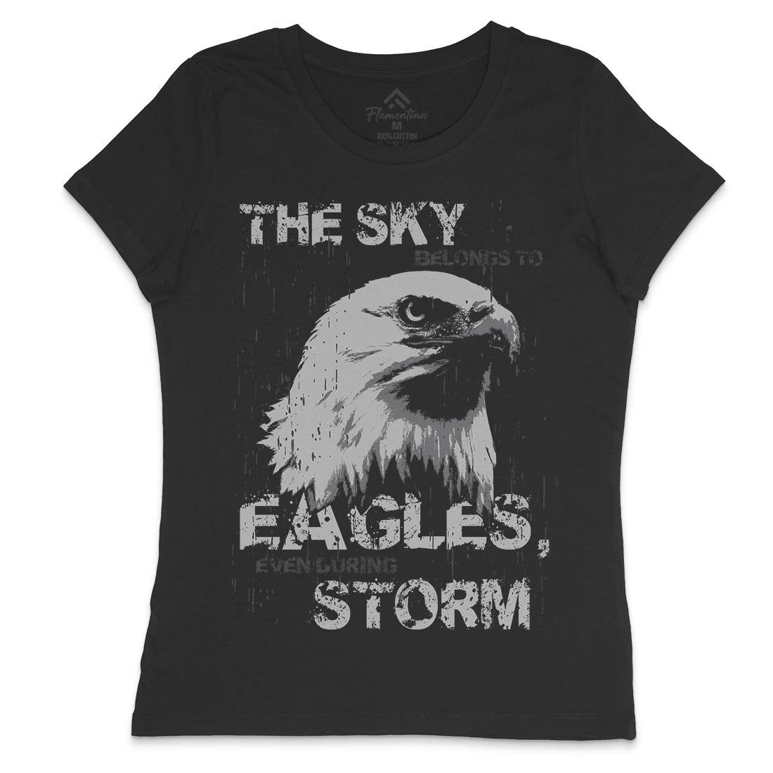 Eagle Sky Storm Womens Crew Neck T-Shirt Animals B719