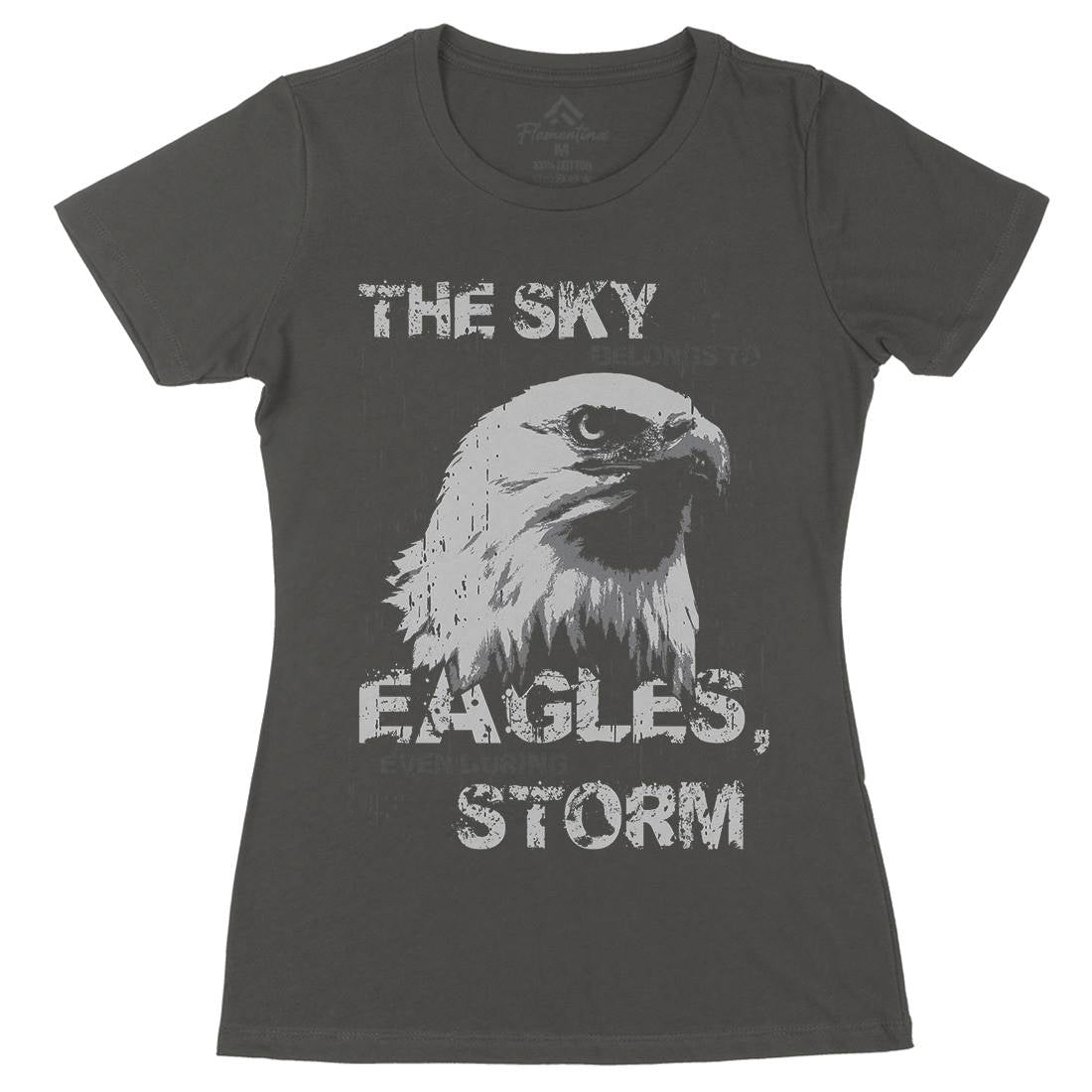 Eagle Sky Storm Womens Organic Crew Neck T-Shirt Animals B719