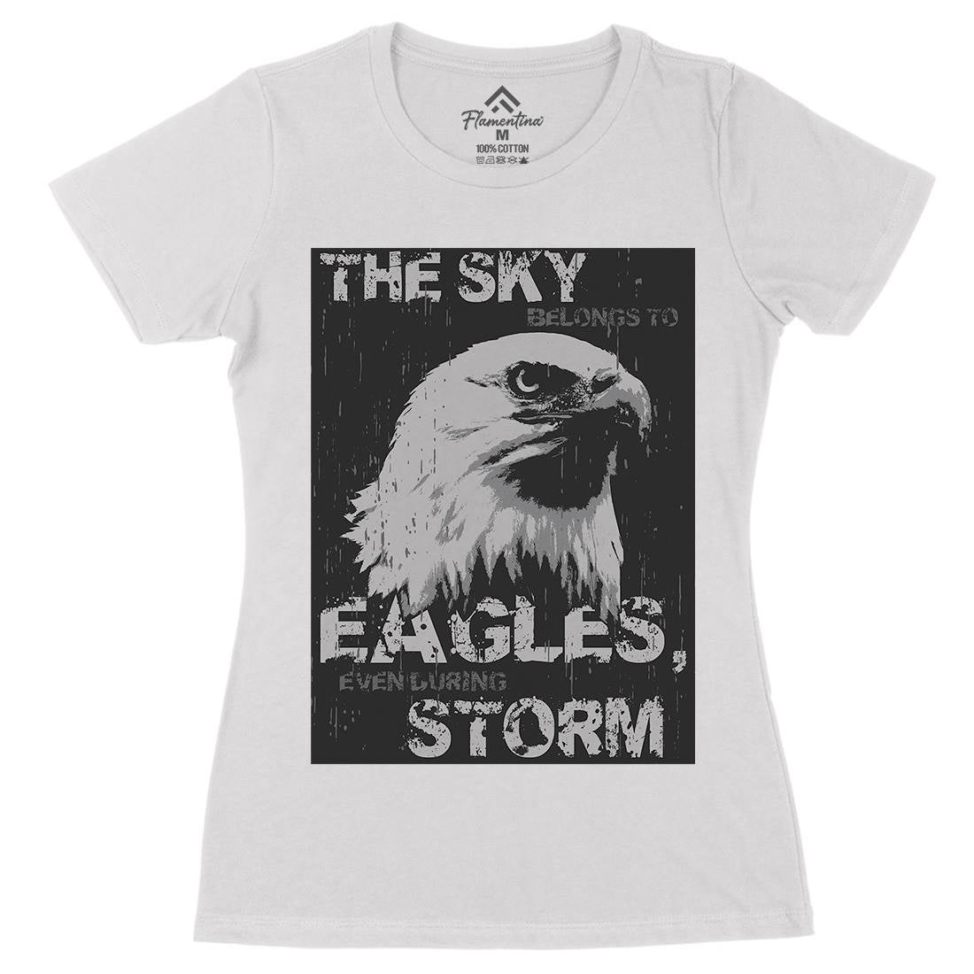 Eagle Sky Storm Womens Organic Crew Neck T-Shirt Animals B719