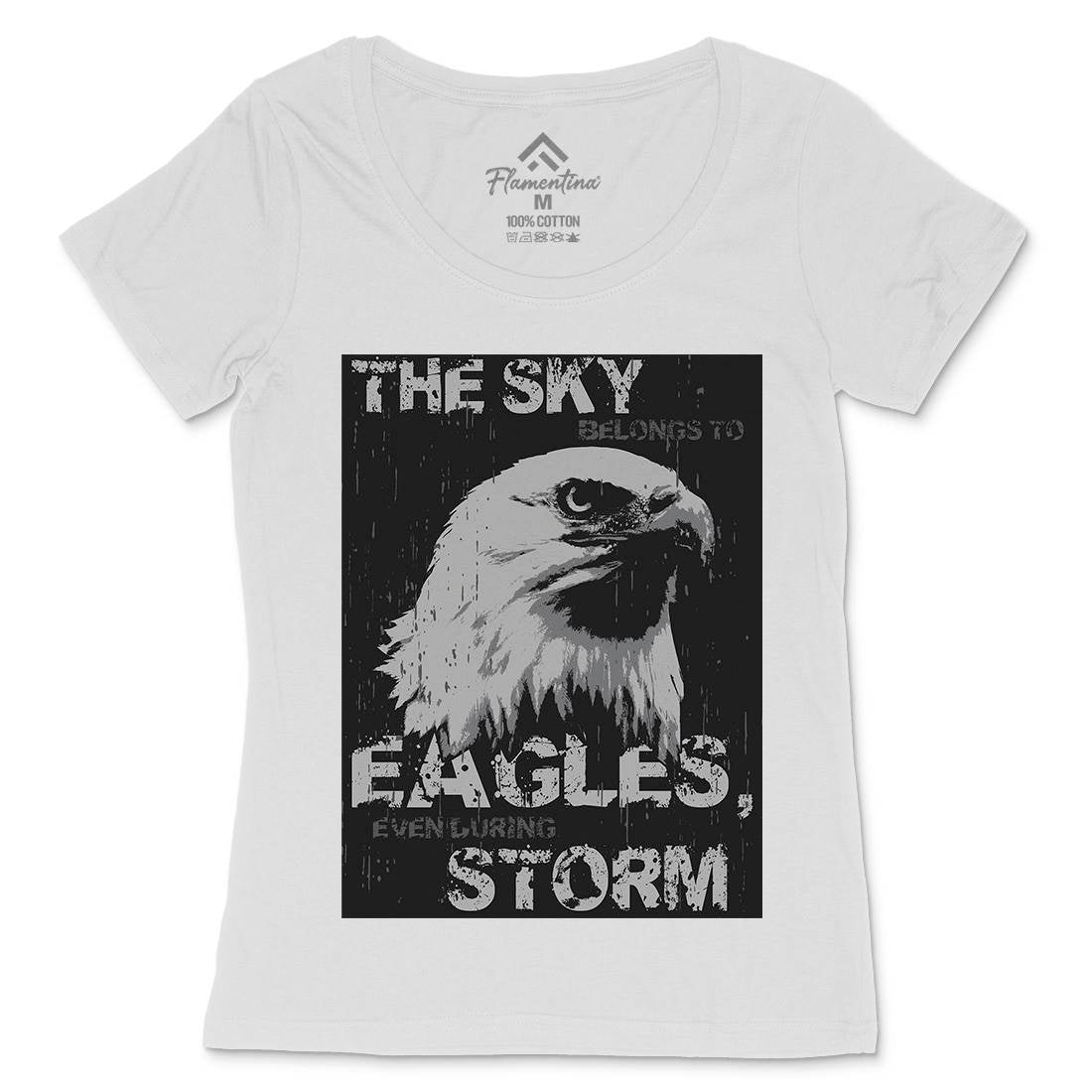 Eagle Sky Storm Womens Scoop Neck T-Shirt Animals B719