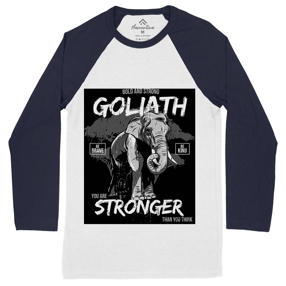 Elephant Goliath Mens Long Sleeve Baseball T-Shirt Animals B720