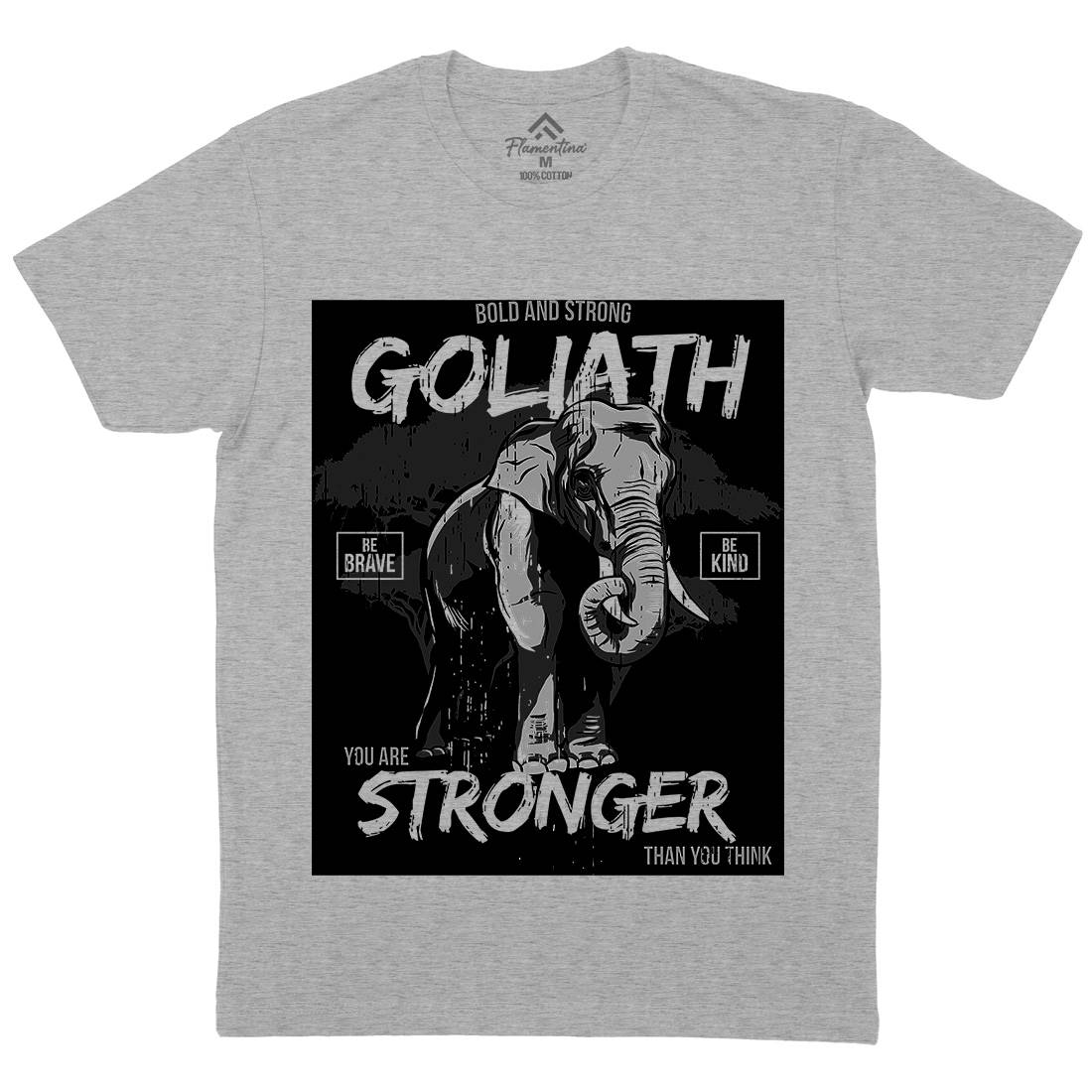Elephant Goliath Mens Organic Crew Neck T-Shirt Animals B720