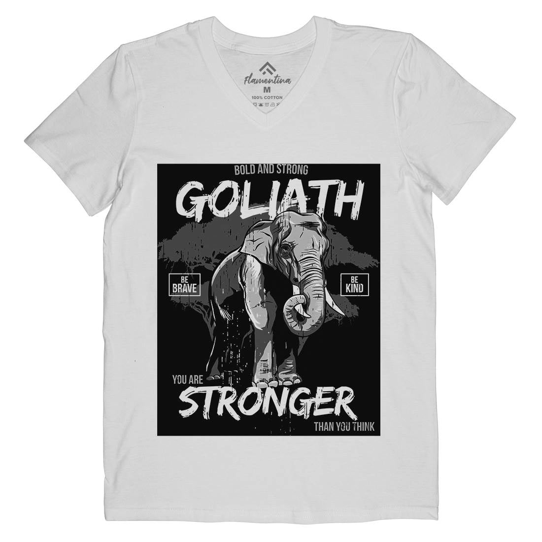 Elephant Goliath Mens Organic V-Neck T-Shirt Animals B720