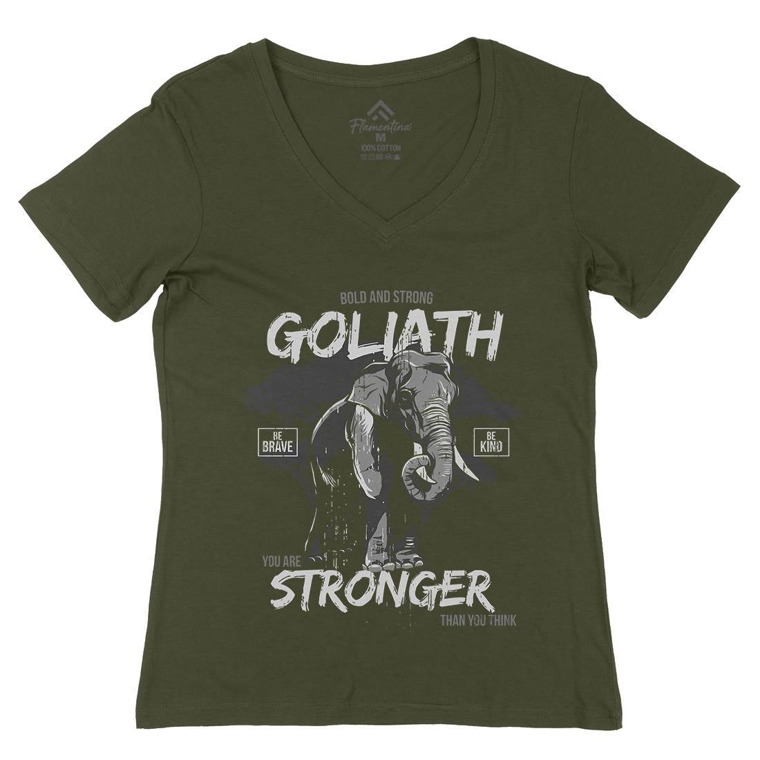 Elephant Goliath Womens Organic V-Neck T-Shirt Animals B720