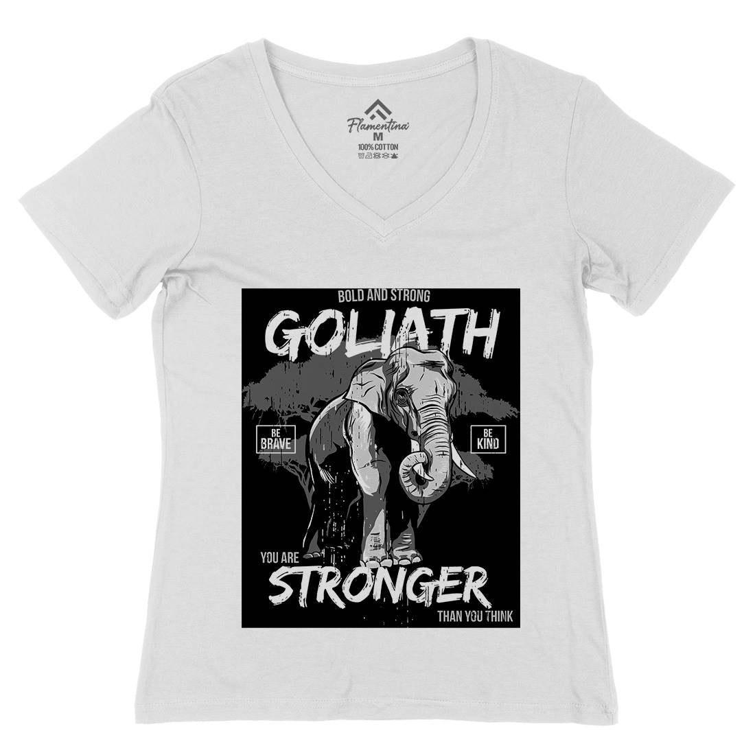 Elephant Goliath Womens Organic V-Neck T-Shirt Animals B720