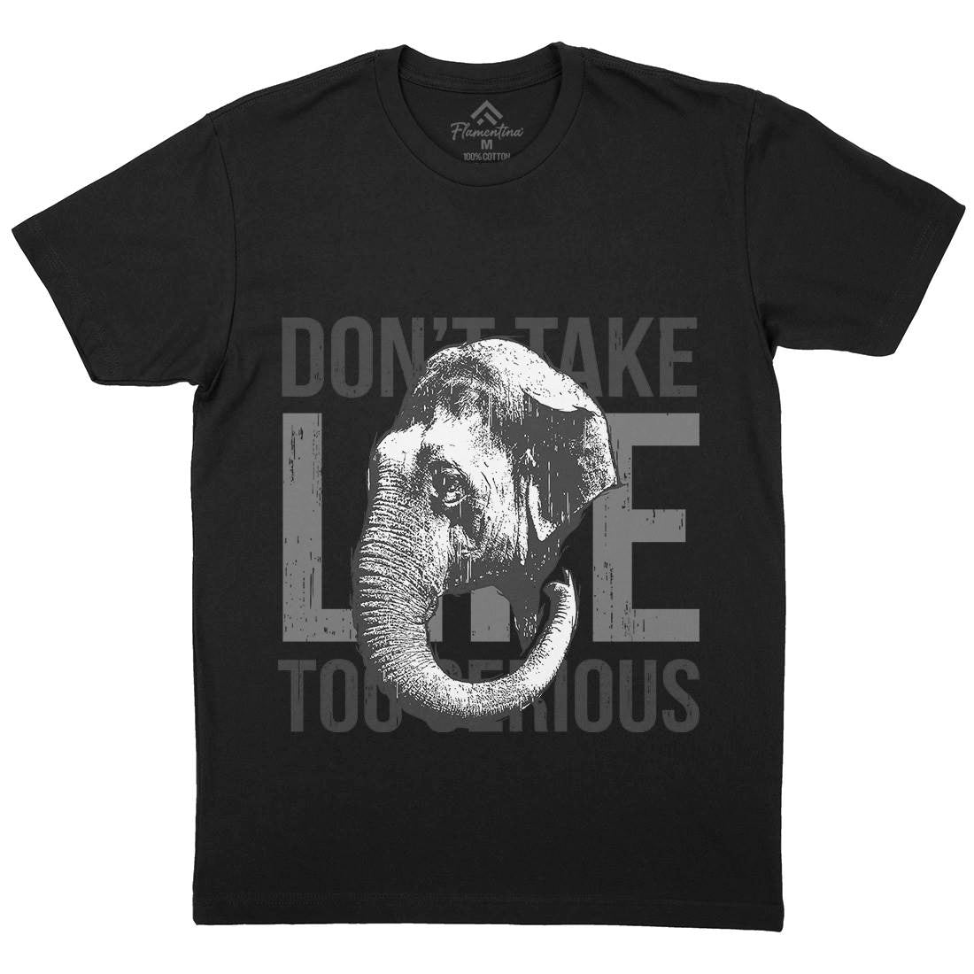 Elephant Serious Mens Crew Neck T-Shirt Animals B721
