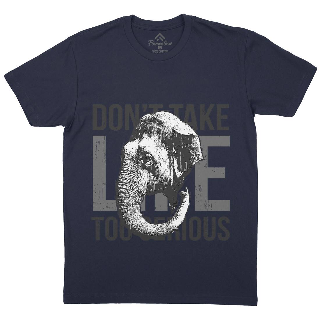 Elephant Serious Mens Crew Neck T-Shirt Animals B721