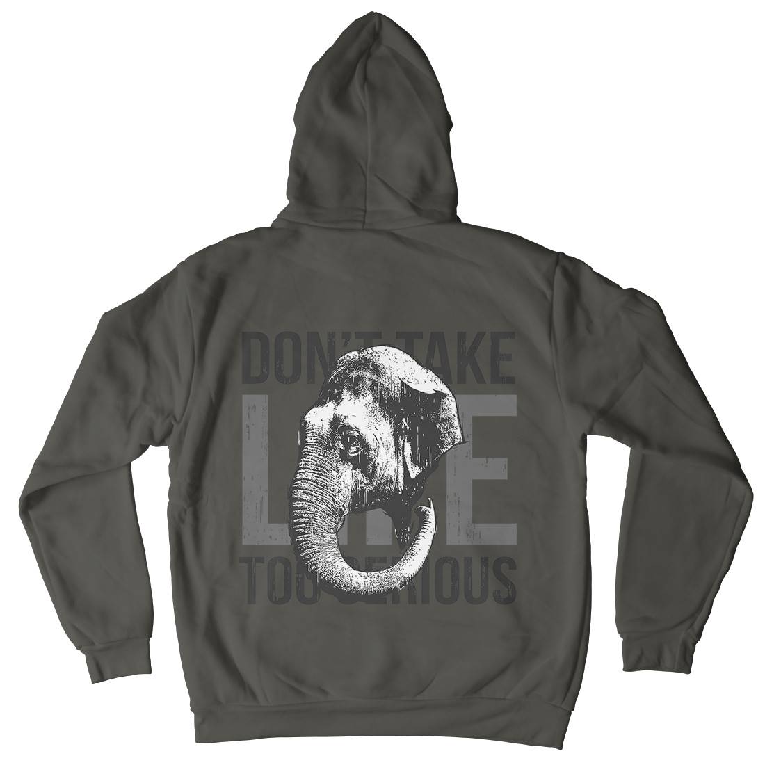 Elephant Serious Mens Hoodie With Pocket Animals B721