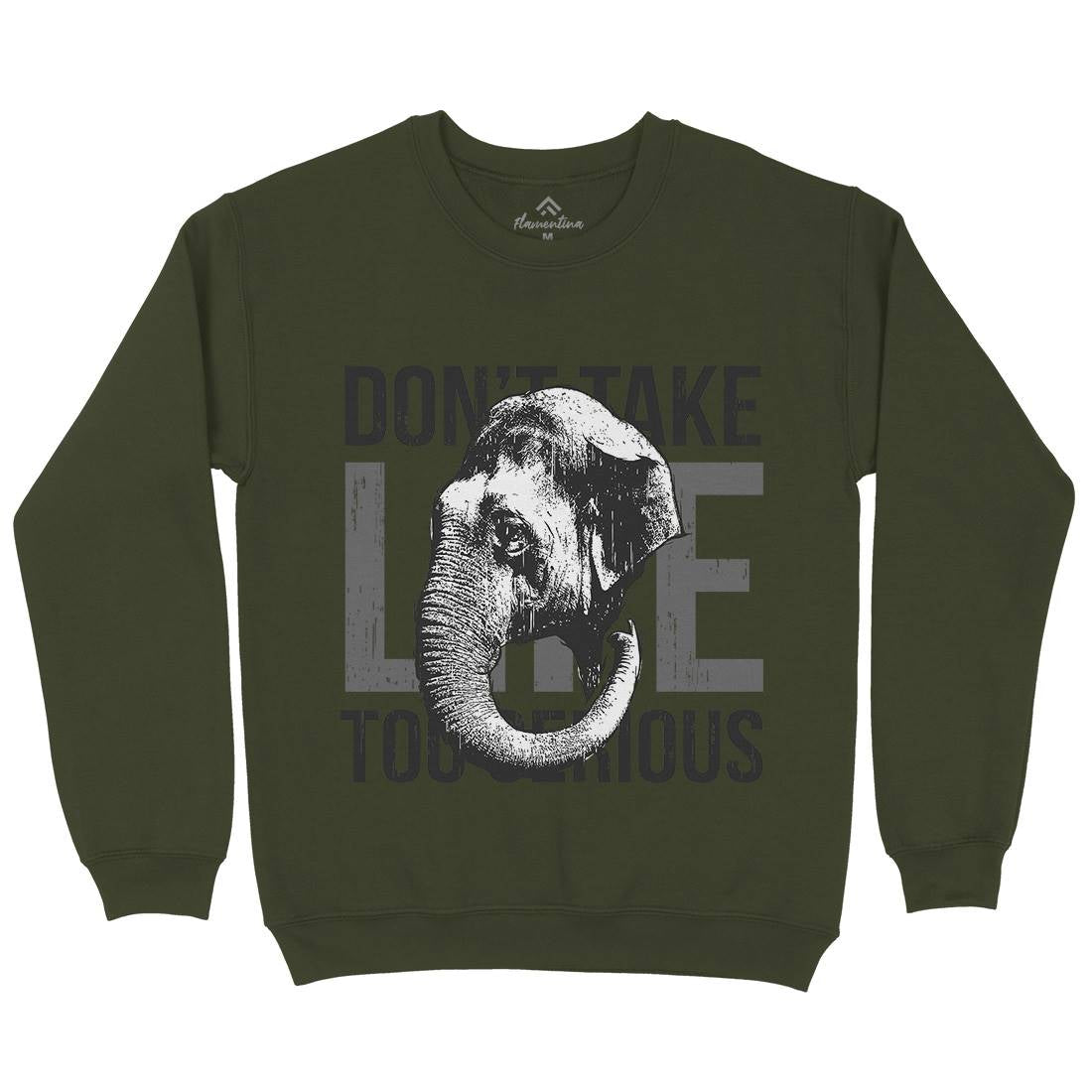 Elephant Serious Mens Crew Neck Sweatshirt Animals B721