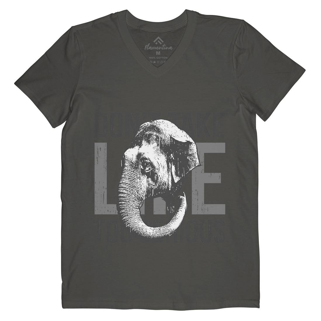 Elephant Serious Mens V-Neck T-Shirt Animals B721
