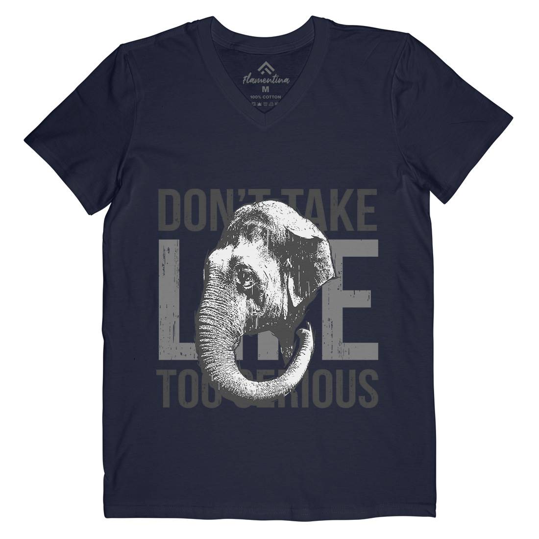 Elephant Serious Mens Organic V-Neck T-Shirt Animals B721