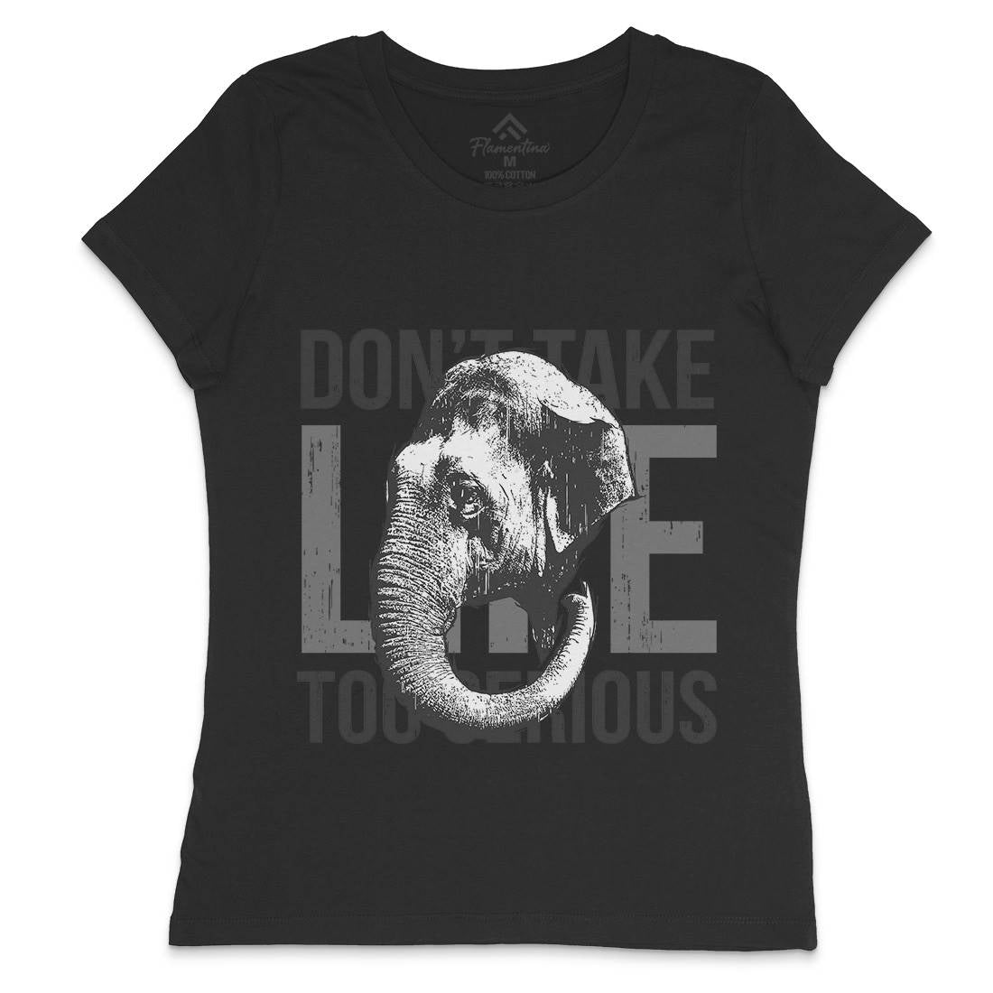 Elephant Serious Womens Crew Neck T-Shirt Animals B721