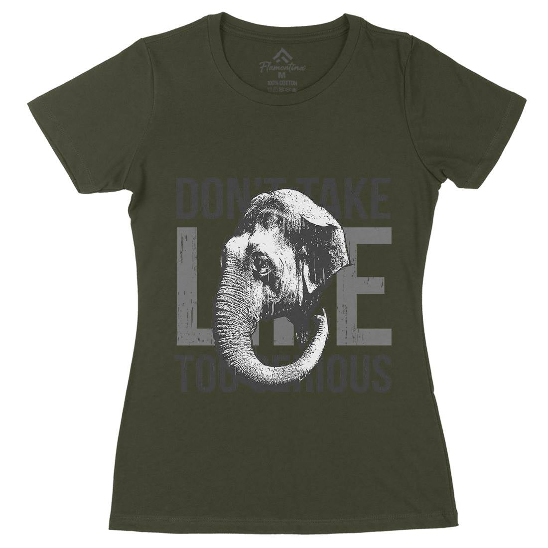 Elephant Serious Womens Organic Crew Neck T-Shirt Animals B721