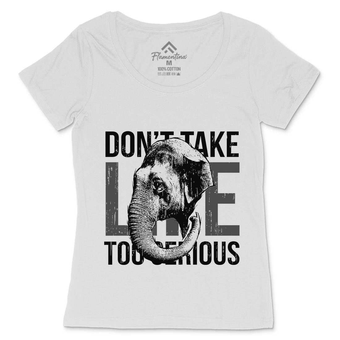Elephant Serious Womens Scoop Neck T-Shirt Animals B721