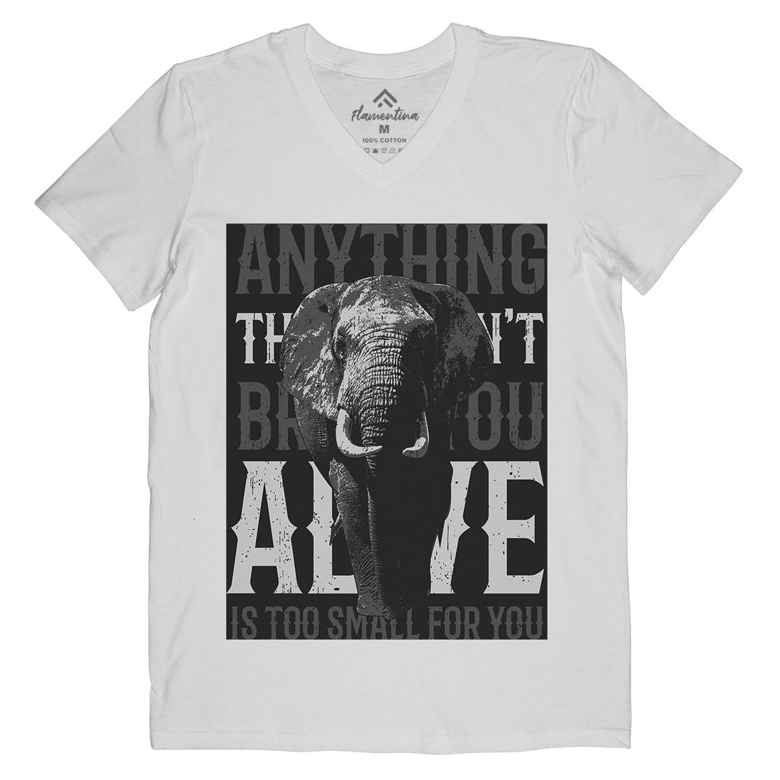 Elephant Too Small Mens Organic V-Neck T-Shirt Animals B722