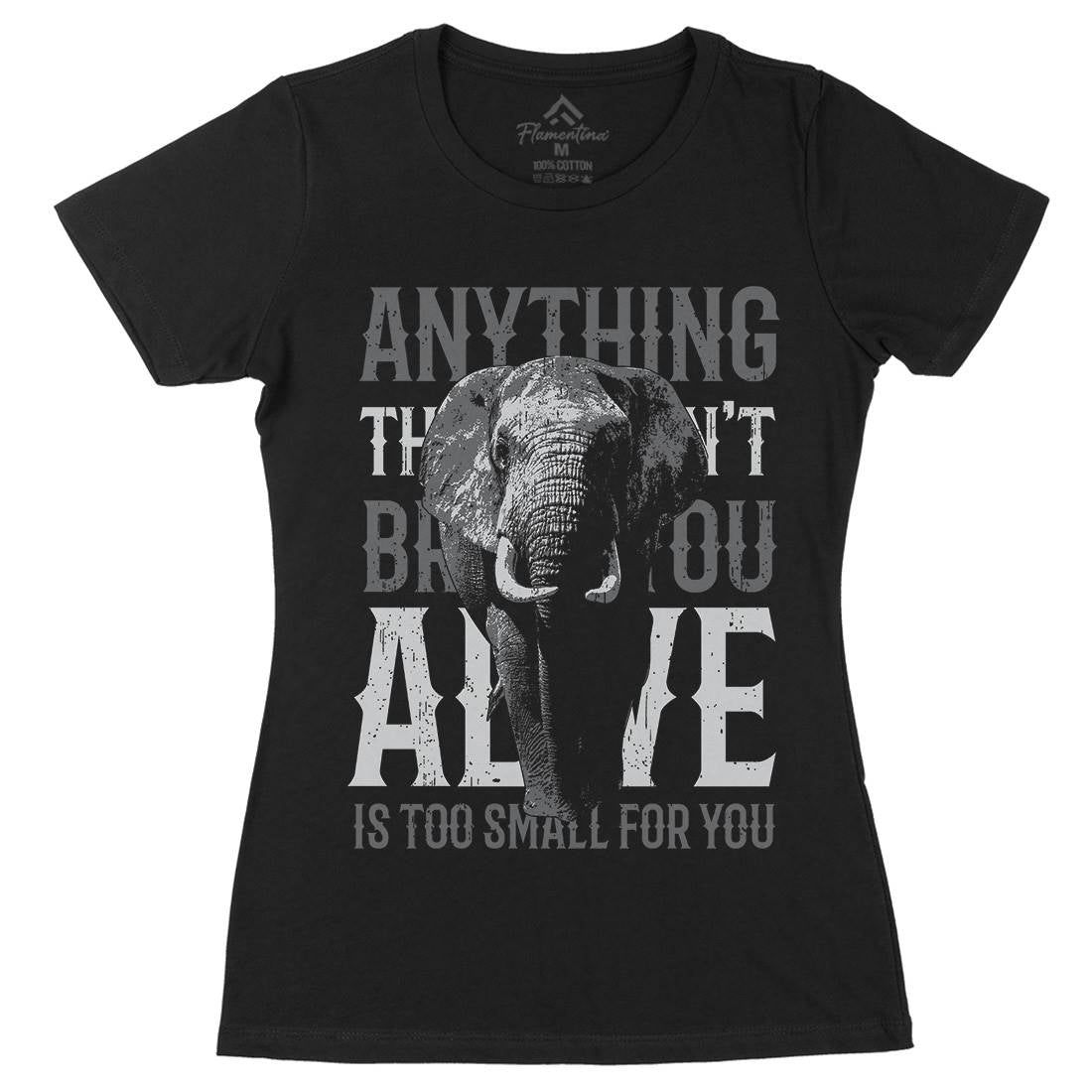 Elephant Too Small Womens Organic Crew Neck T-Shirt Animals B722
