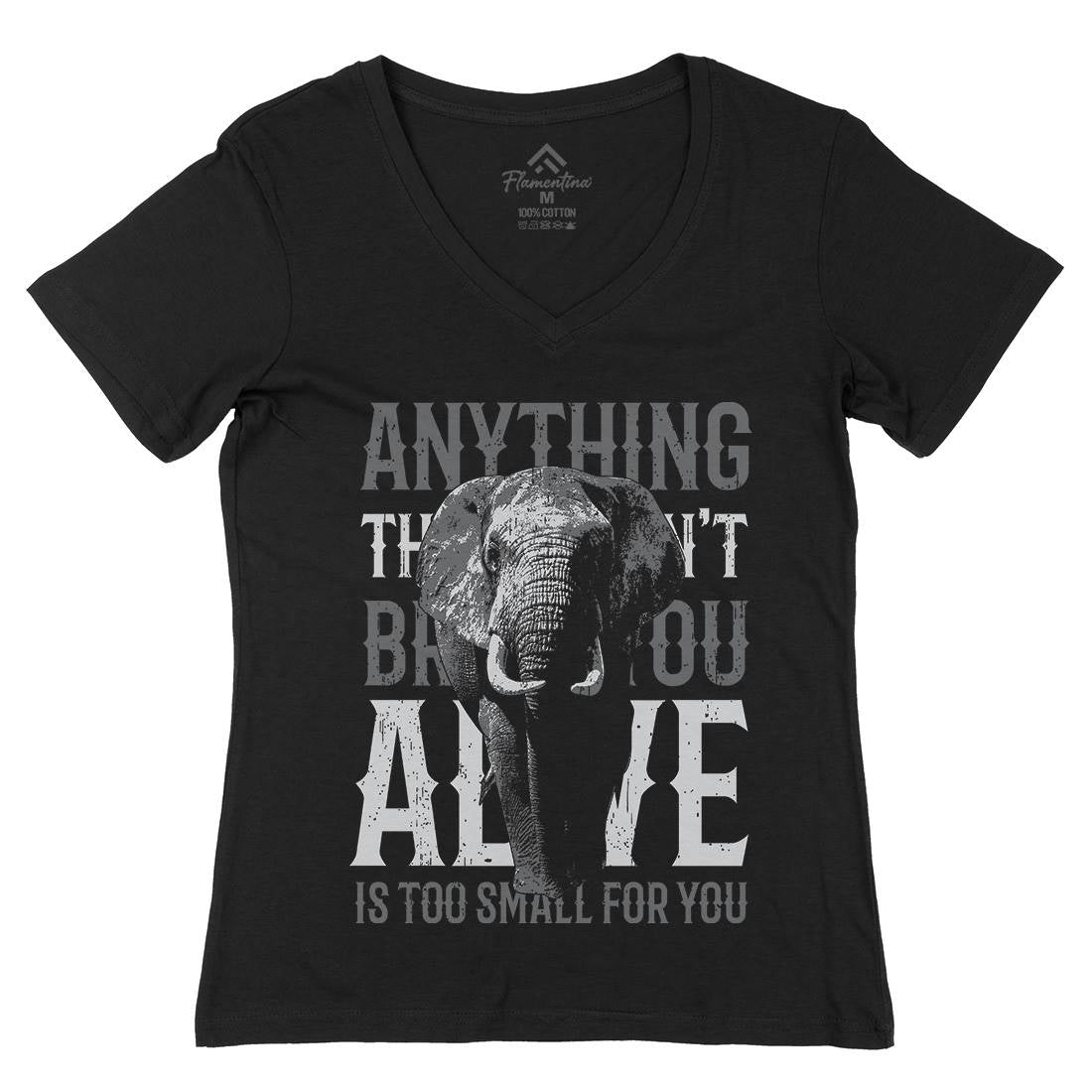 Elephant Too Small Womens Organic V-Neck T-Shirt Animals B722