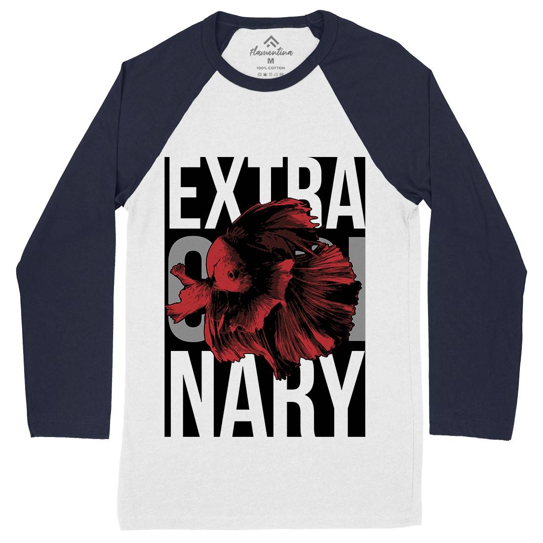 Fish Extra Ordinary Mens Long Sleeve Baseball T-Shirt Animals B723