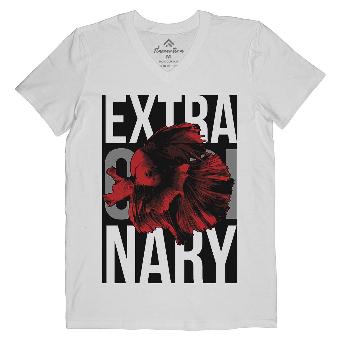 Fish Extra Ordinary Mens Organic V-Neck T-Shirt Animals B723