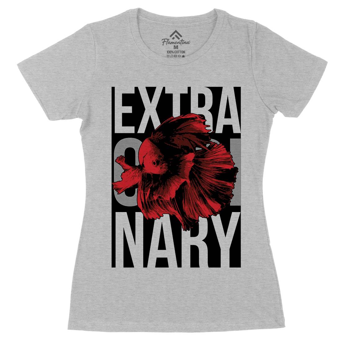 Fish Extra Ordinary Womens Organic Crew Neck T-Shirt Animals B723