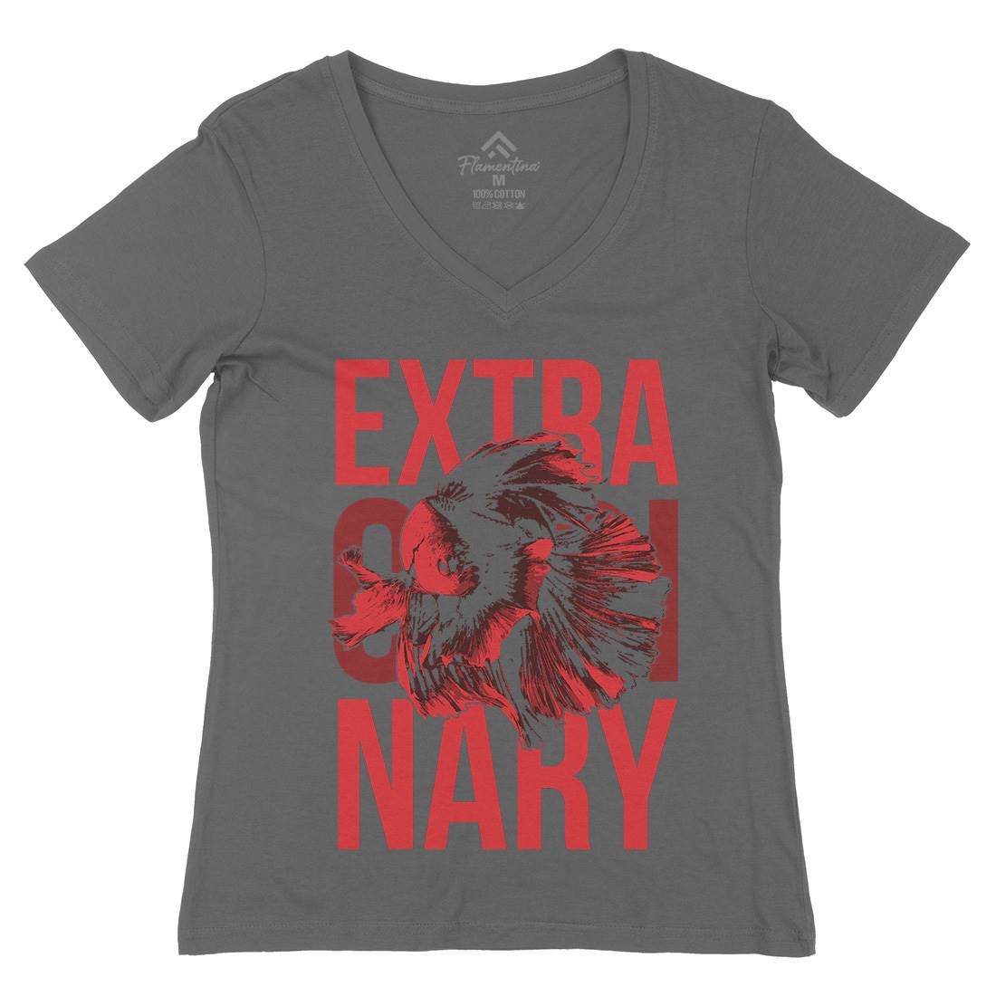 Fish Extra Ordinary Womens Organic V-Neck T-Shirt Animals B723