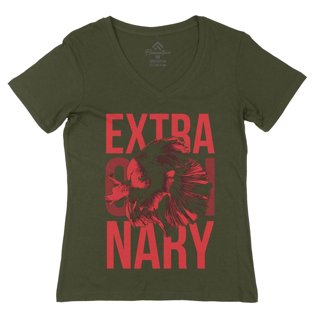 Fish Extra Ordinary Womens Organic V-Neck T-Shirt Animals B723