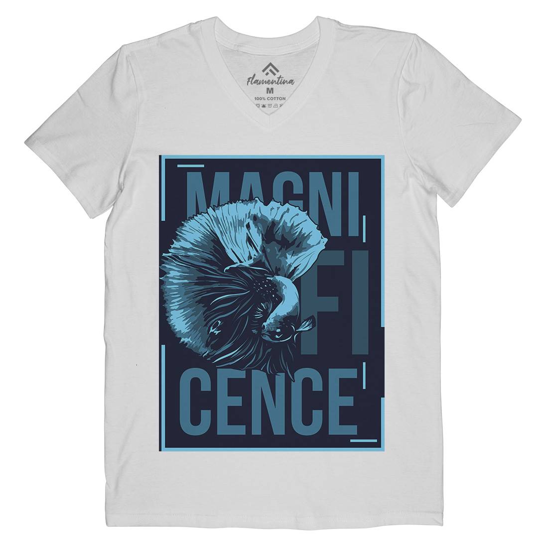 Fish Magnificence Mens Organic V-Neck T-Shirt Animals B724