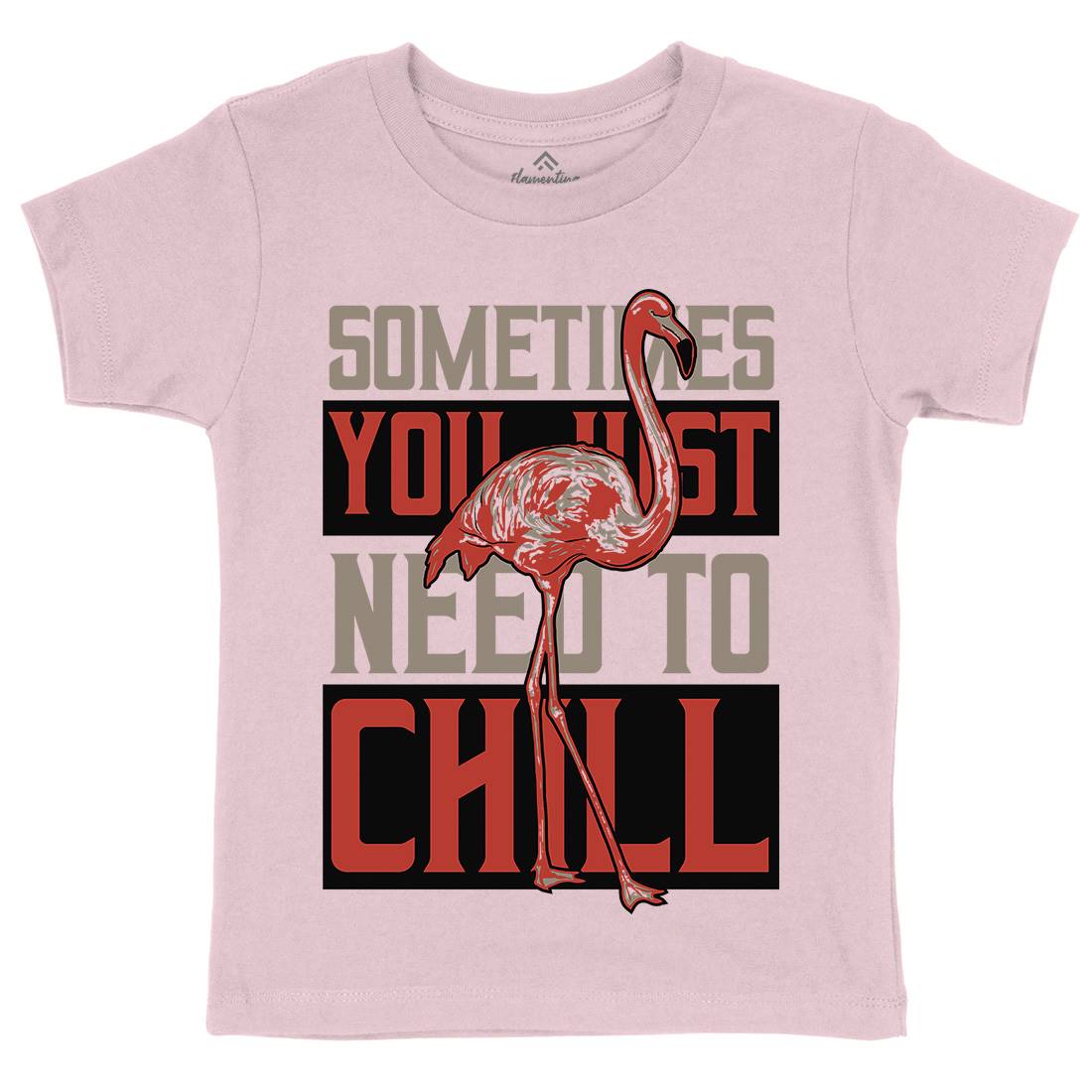 Flamingo Chill Kids Crew Neck T-Shirt Animals B725