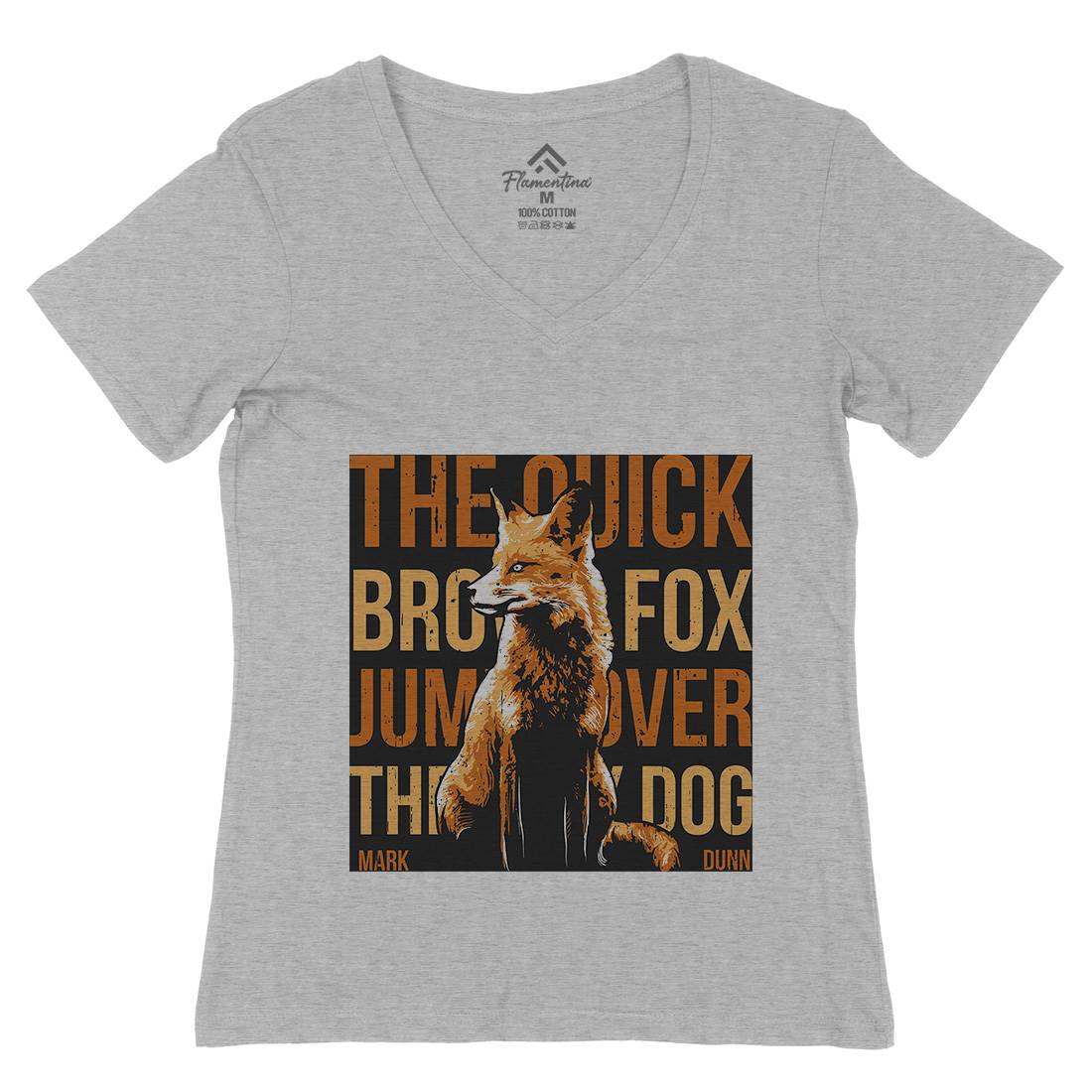 Fox Quick Womens Organic V-Neck T-Shirt Animals B726