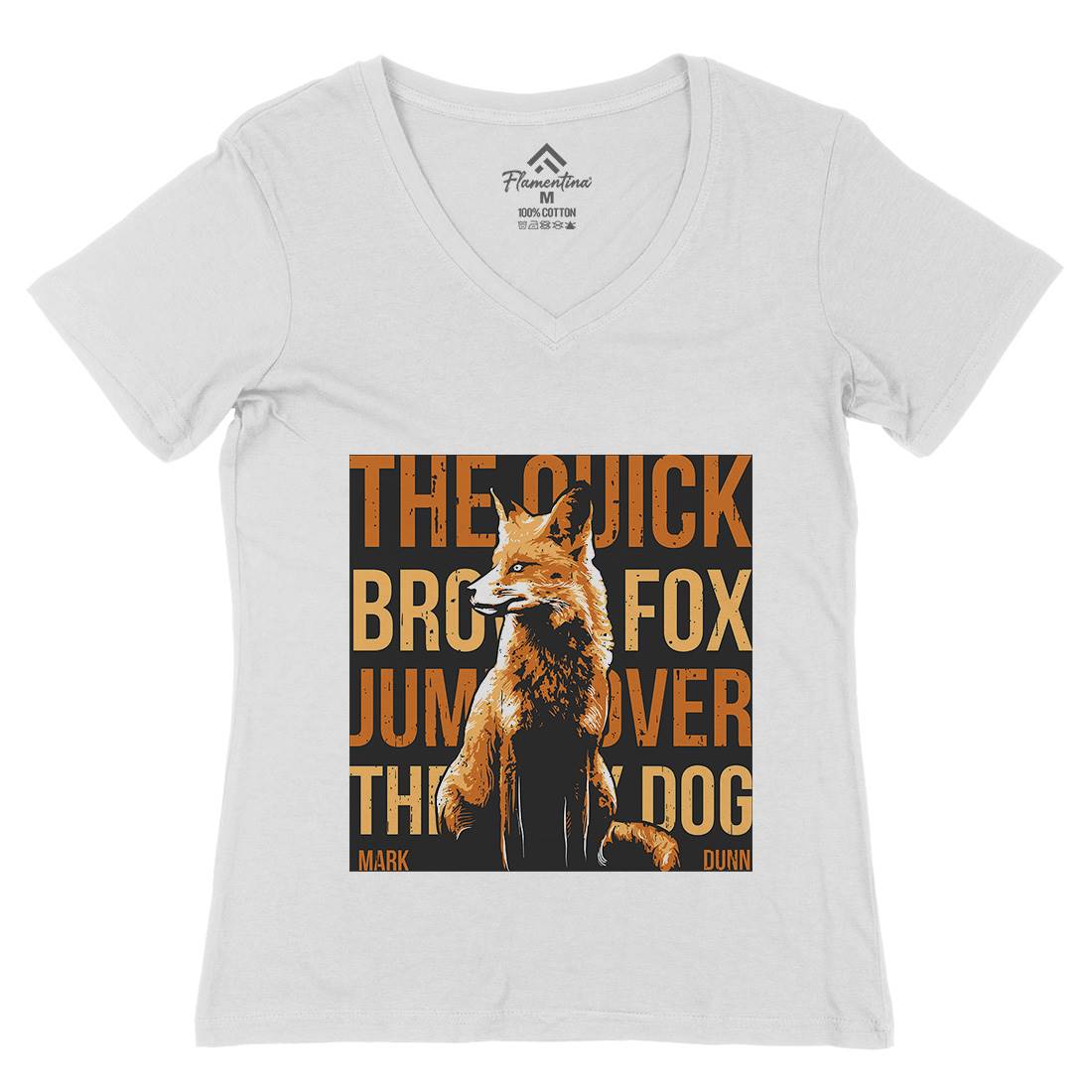 Fox Quick Womens Organic V-Neck T-Shirt Animals B726