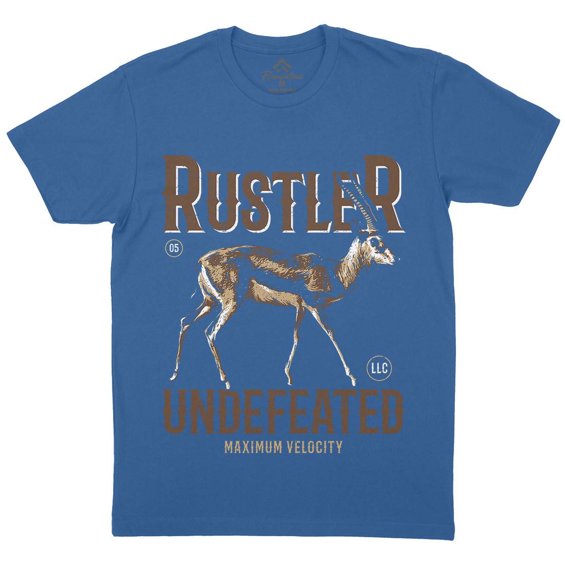 Gazelle Rustler Mens Organic Crew Neck T-Shirt Animals B727