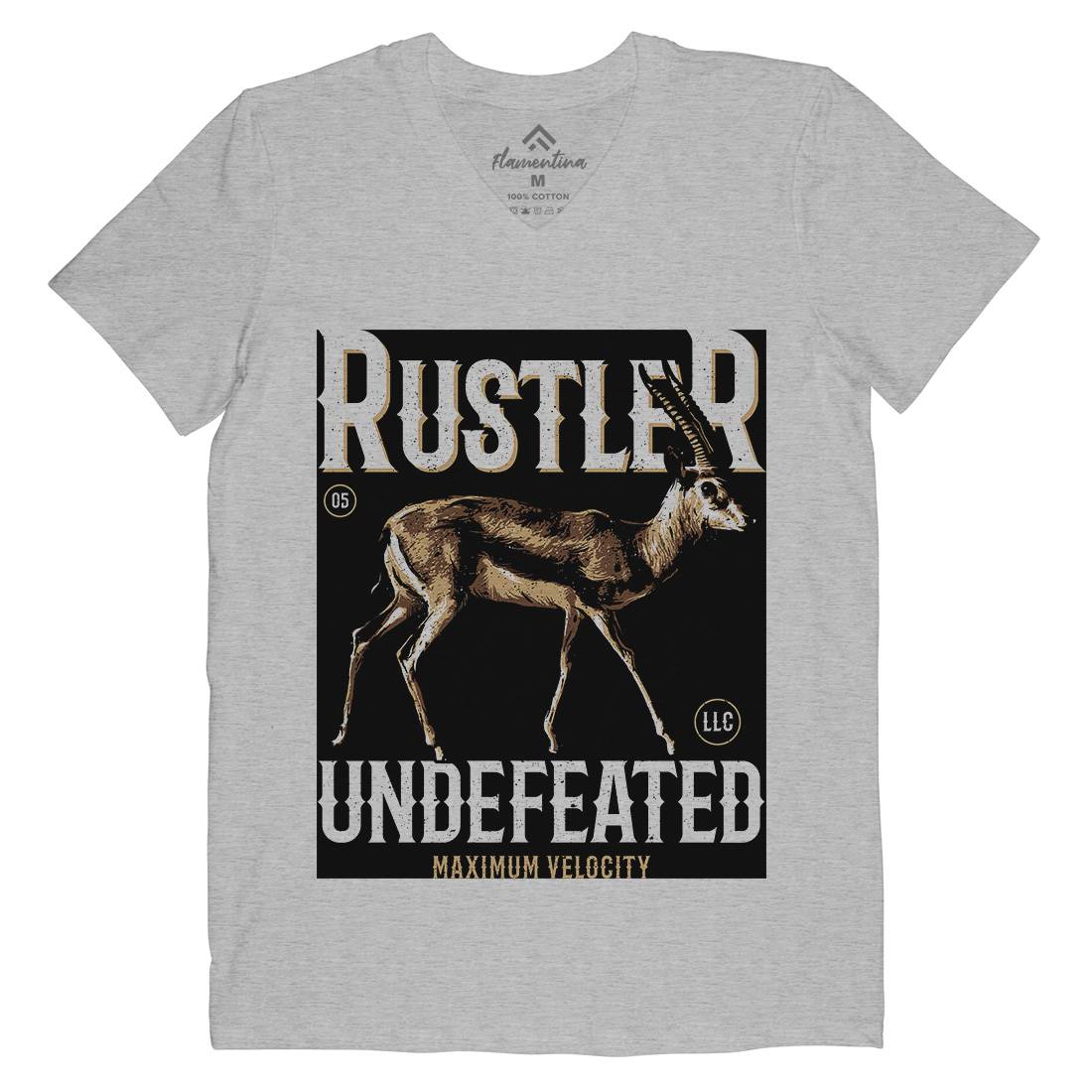 Gazelle Rustler Mens V-Neck T-Shirt Animals B727