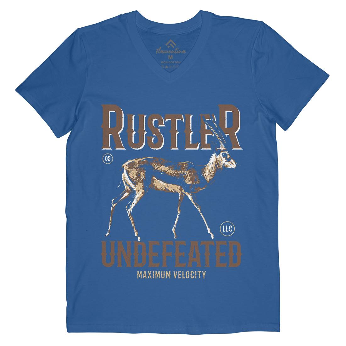 Gazelle Rustler Mens V-Neck T-Shirt Animals B727