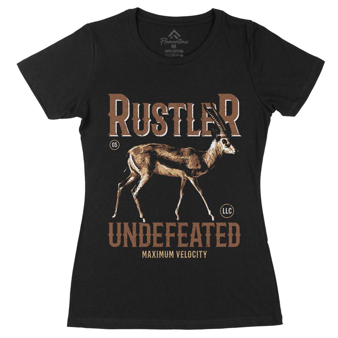 Gazelle Rustler Womens Organic Crew Neck T-Shirt Animals B727