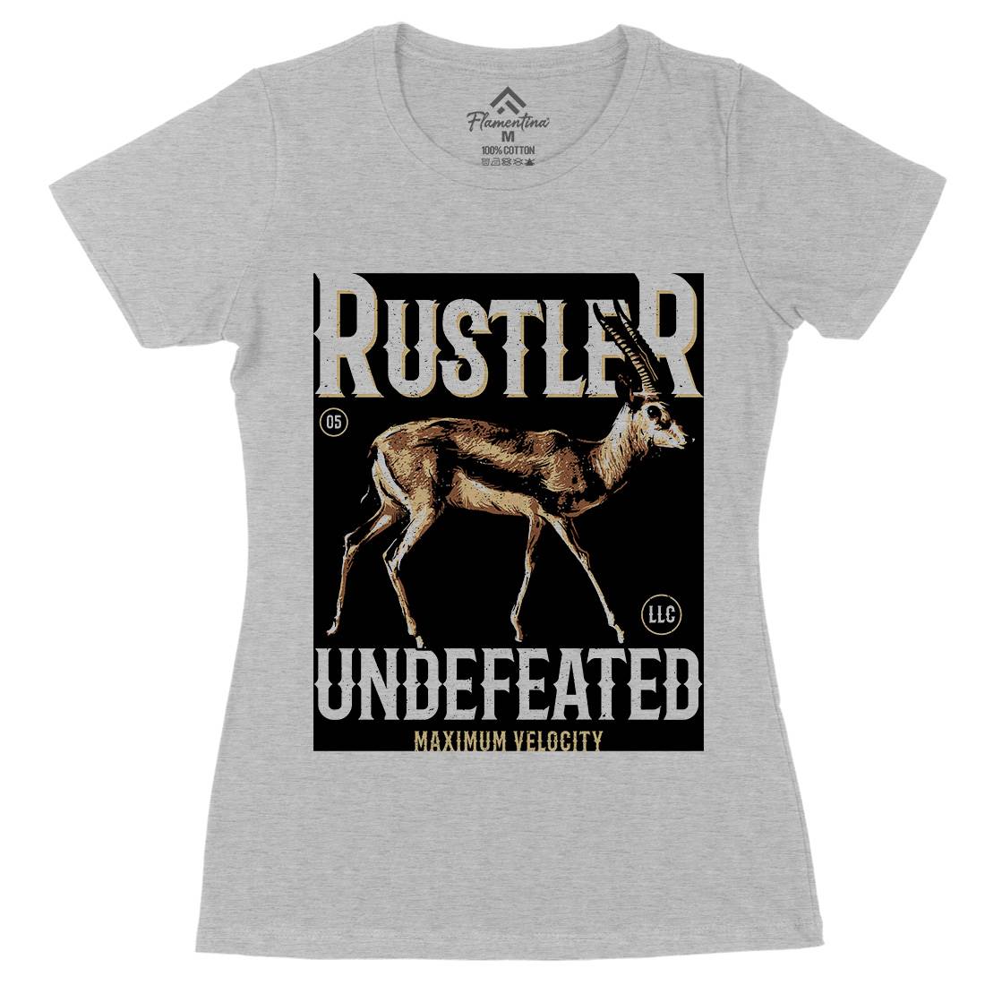 Gazelle Rustler Womens Organic Crew Neck T-Shirt Animals B727